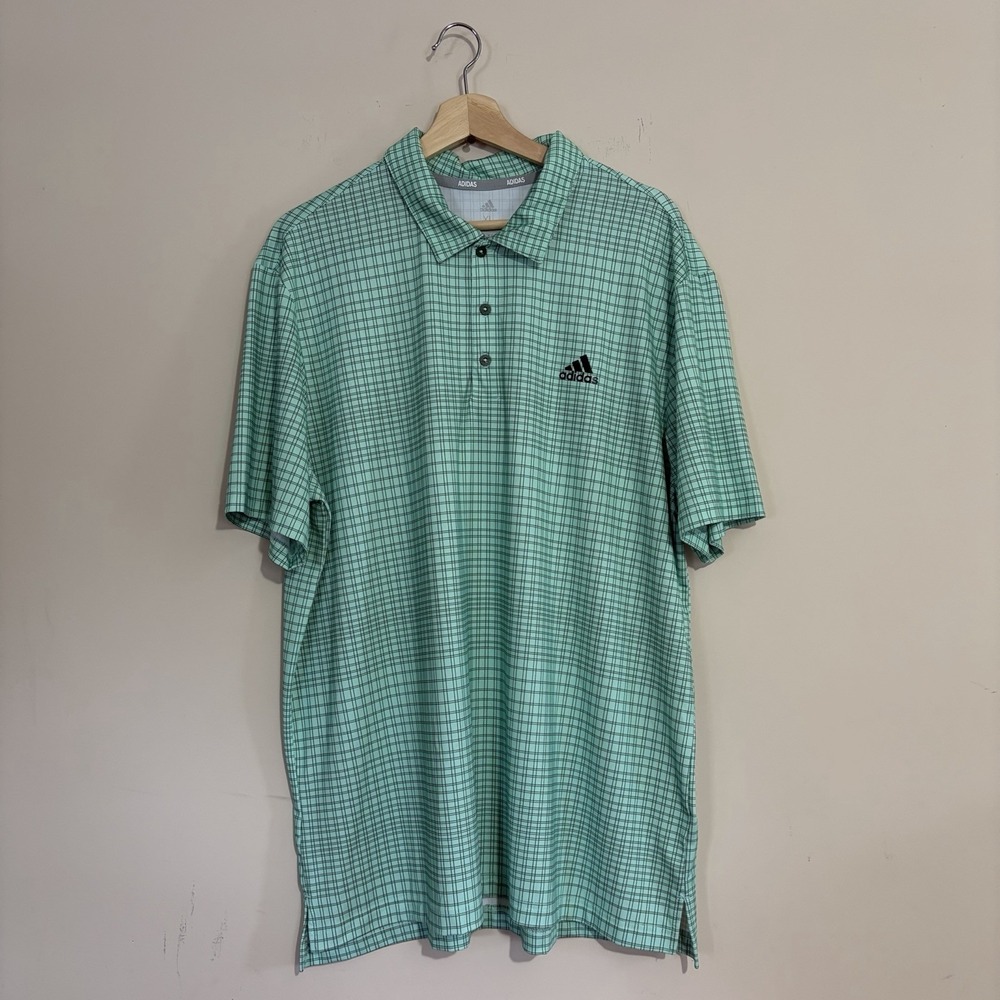 Adidas Golf Polo Shirt Men's Size XL Seafoam Green, Black Short Sleeve Preppy